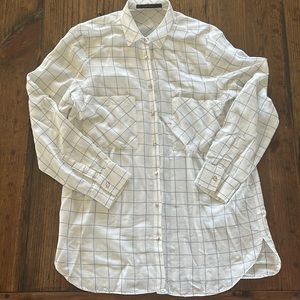 Zara Linen Blend Tab Sleeve Shirt